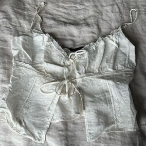 Cotton Candy Cream Tie Front Asymmetrical Camisole